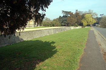 The bank and revetment south of the church March 2012